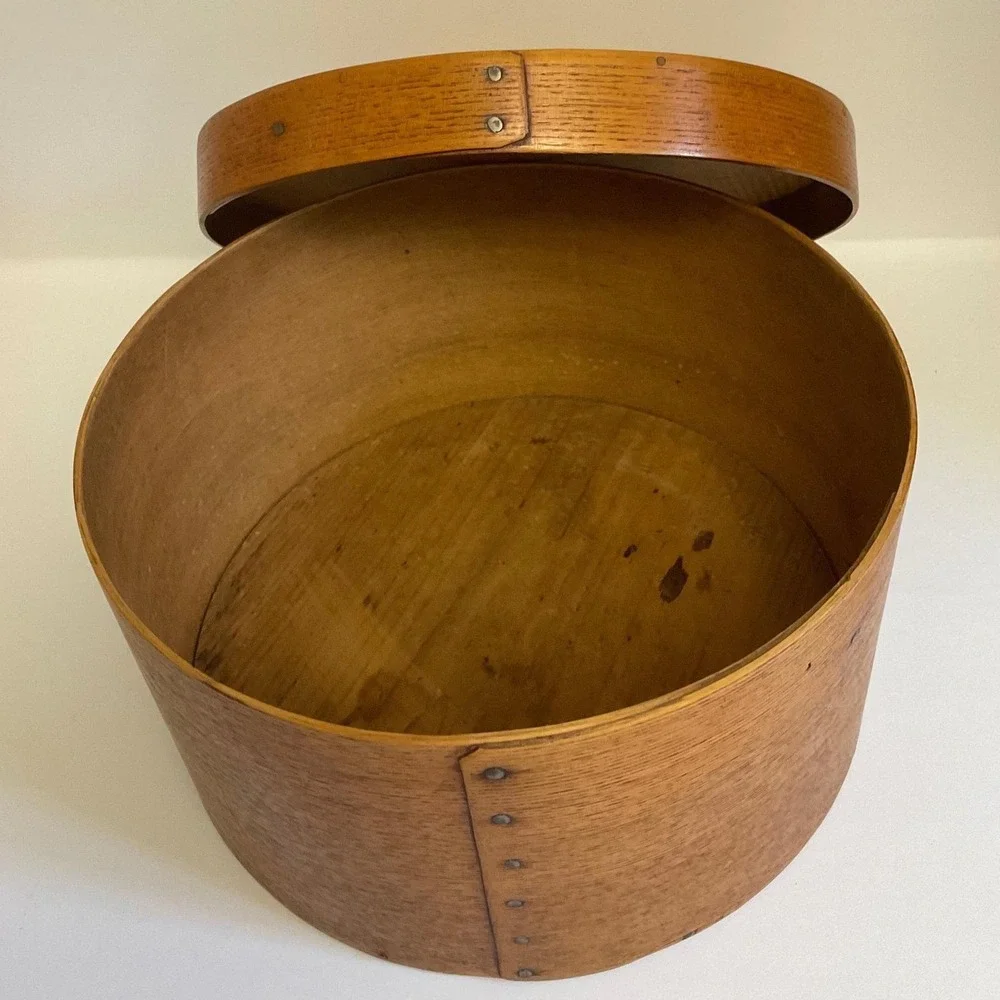 Antique Round Bentwood Wooden Pantry Box 1898 Handwritten Inscription 10 Inch